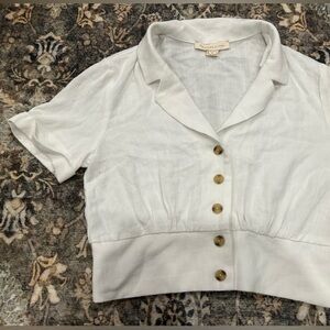 Monteau White Crop Top with Buttons